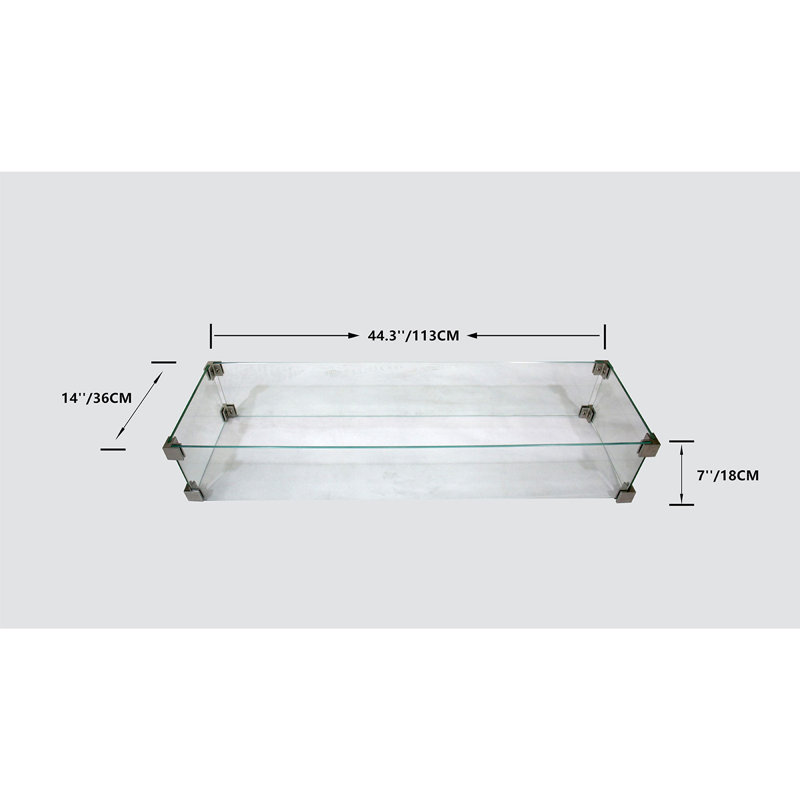 Elementi 44.3" x 14" Outdoor Rectangular Fire Pit Windscreen