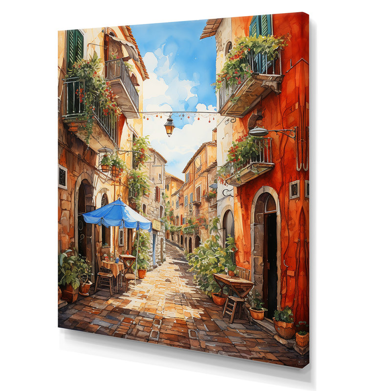 «Italian Village Essence 1», art mural Italie, Toile tendue, H 32 po x l 16 po x P 1 po