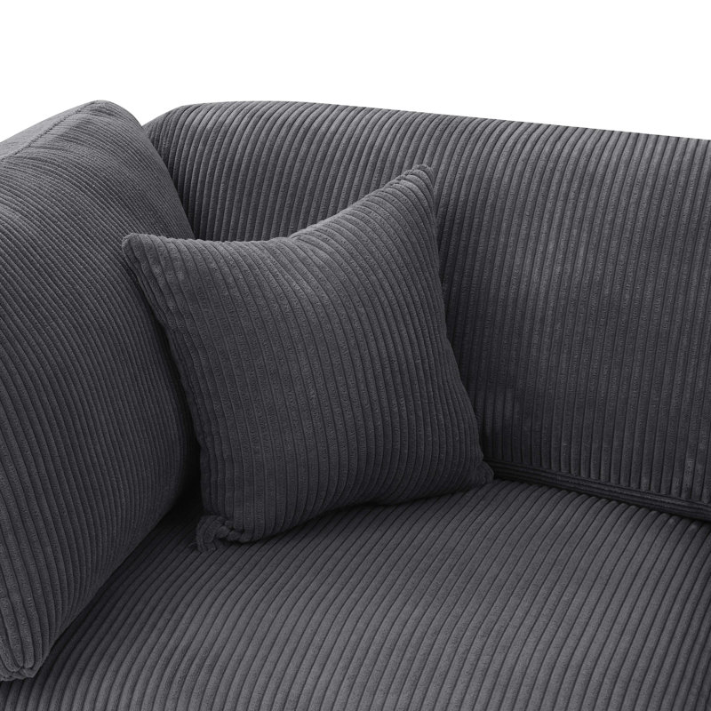 Canapé modulaire Middale, Velours côtelé gris foncé