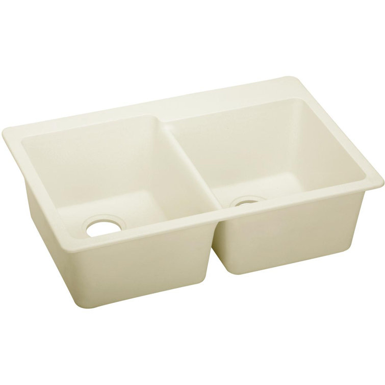 Quartz Luxe 33" L x 22" W Double Basin Drop-in Kitchen Sink
