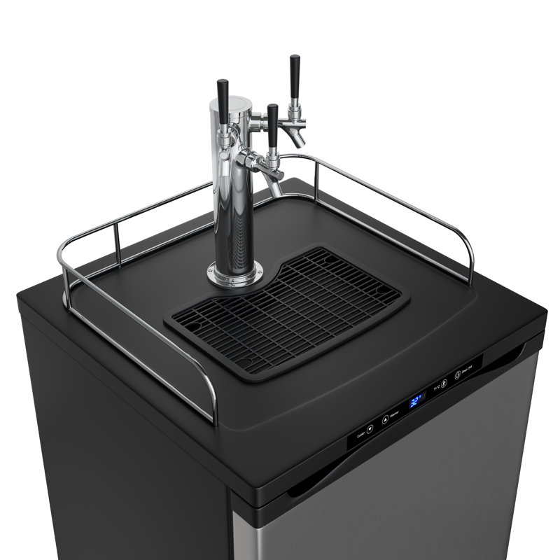 EdgeStar 5.6 Cubic Feet Triple Tap Freestanding Kegerator with Adjustable Temperature, Stainless Steel