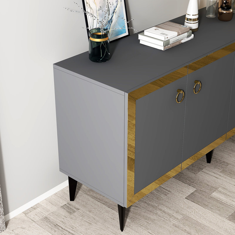 Helvey 150cm Console Table, Grey/Golden