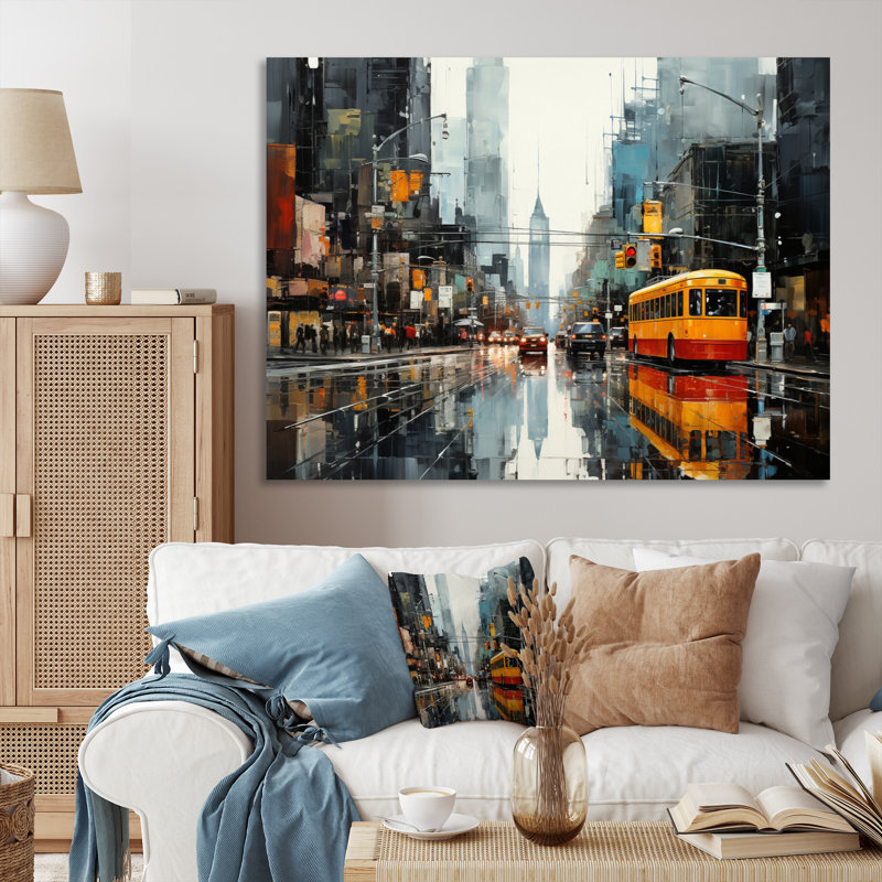 " Cityscape Collage IV ", 24" H x 32" W, Black Picture Framed