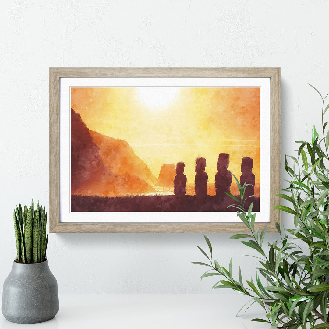 Moai in Easter Island Polynesia - Picture Frame Graphic Art