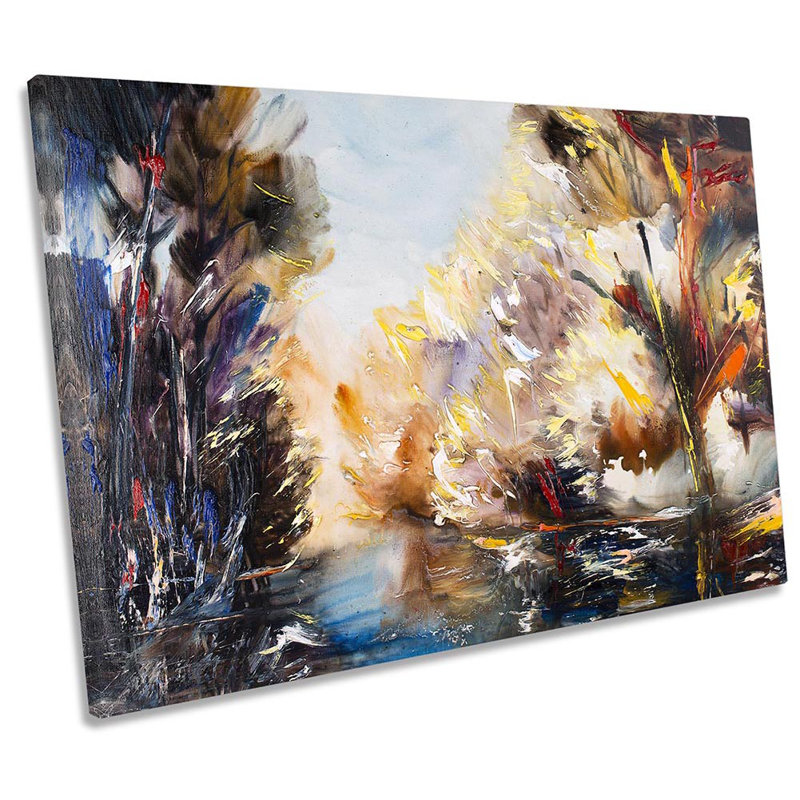 Abstract Landscape River Repro - Wrapped Canvas Print, 40.6cm H x 61cm W x 2cm D