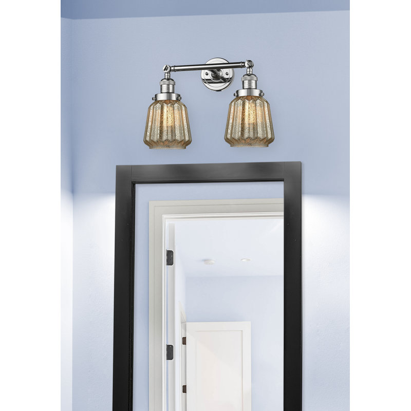 Éclairage pour salle de bain 2 lumières Vinson, Ampoule DEL 6 watts Vinage, Plaqué mercure, Chrome poli