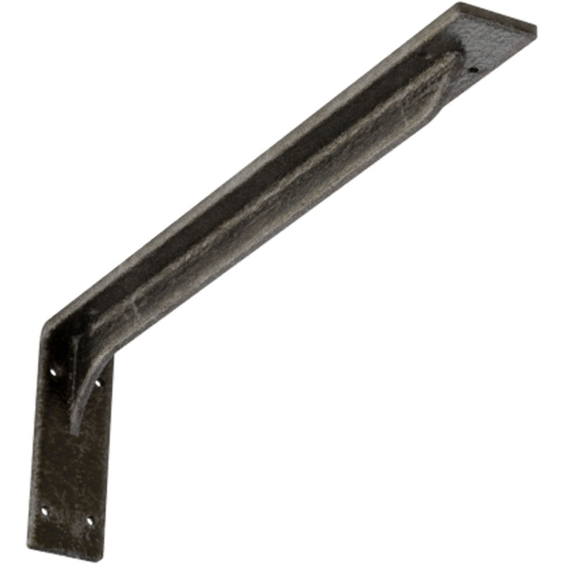 Support en acier Embrey, Argent chaud antique, H 6,5 po x l 2 po x P 20 po