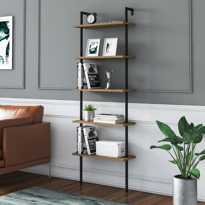 Innis Ladder Bookcase, Black/Oak