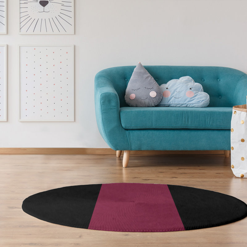 Tapis de zone rouge/noir, Rond 5 pi