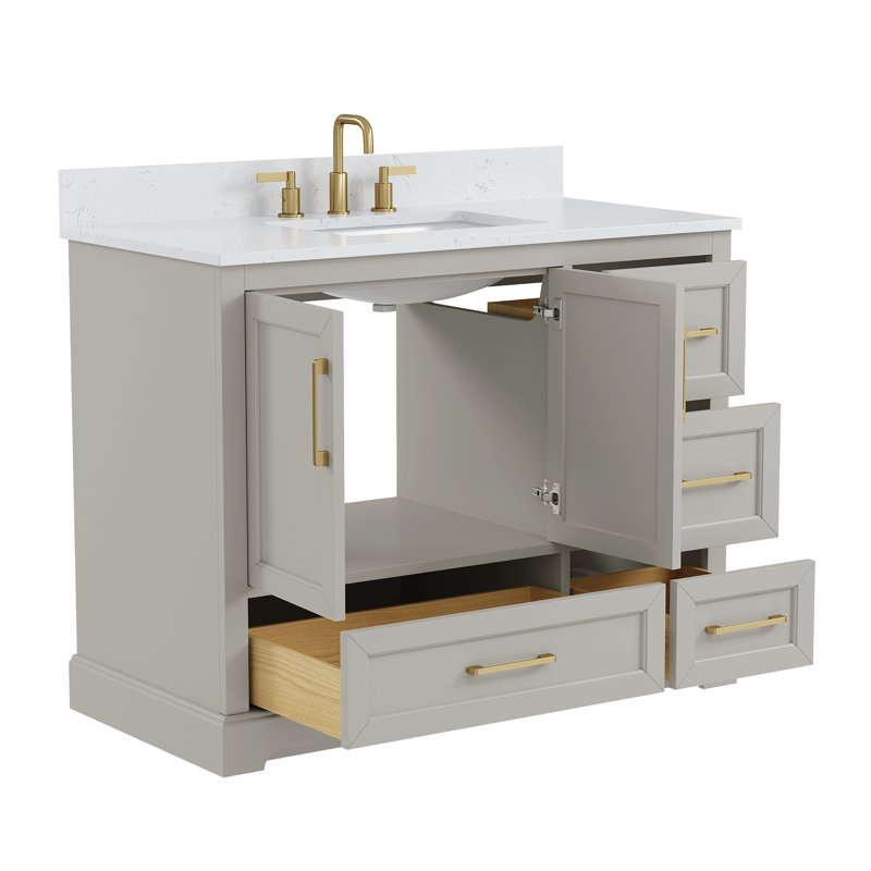 Meuble-lavabo autoportant à double cuve Wilce Snowline, 42"