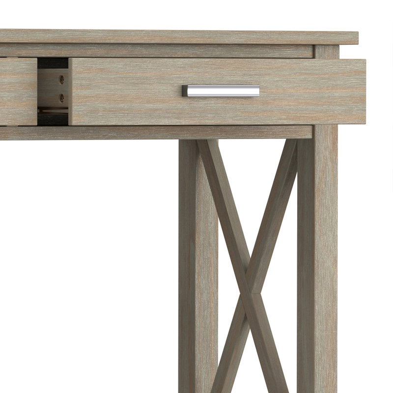 Distressed Gray Wood Console Table with Storage Drawers
