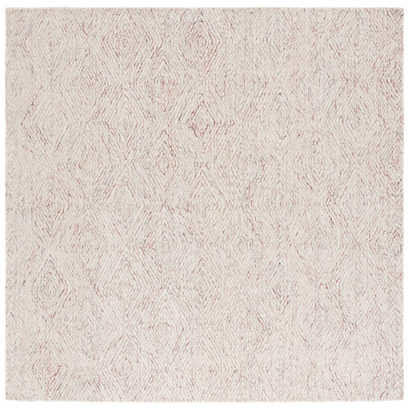 Starleen Hand Tufted Wool/Cotton Geometric Rug in Rust/Beige, Square 6'