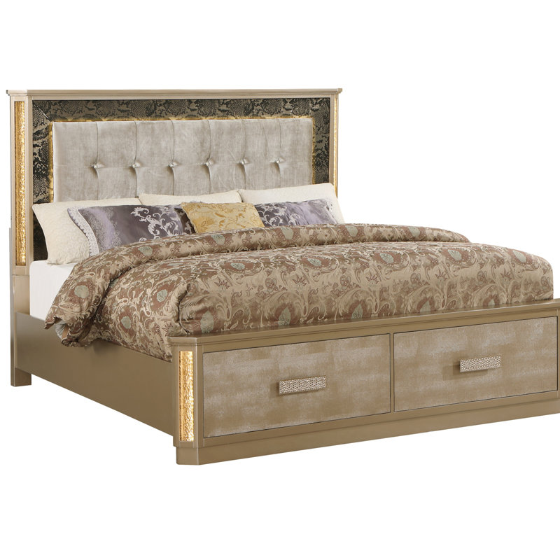 Lit Medusa de style moderne en bois doré
