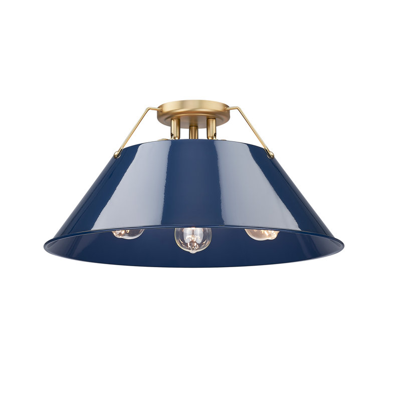 Weatherford Flush Mount, Brushed Champagne Bronze, Matte Navy