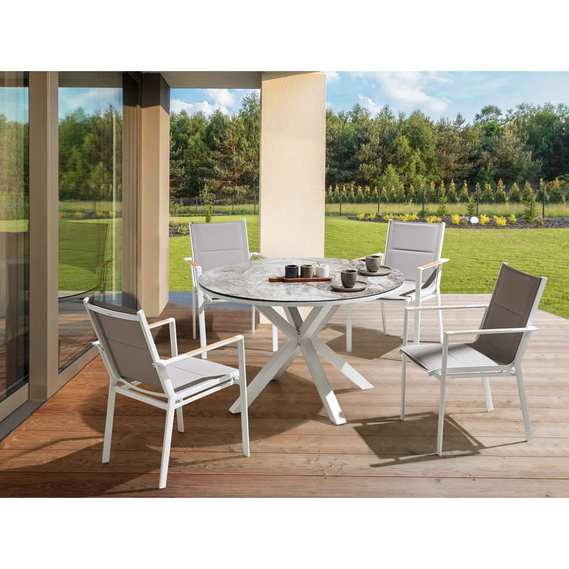 Bucyrus 4 - Person Patio Dining Set with Round Table, Grey