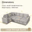 Canapé-lit d'angle surdimensionné de 121 pouces avec lit gigogne et méridienne de rangement, canapé en forme de U à 5 places en tissu velours côtelé moelleux avec 3 coussins et table rabattable pour salon (gris)