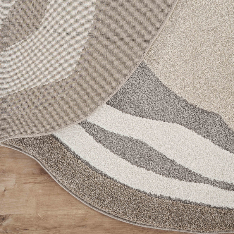 Tapis neutre à motif organique abstrait Abani Rugs Zebulon Collection BEA140A, Ovale 5 pi 3 po x 7 pi 7 po