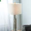 Lampe de table, lampe de table en verre doré 16 x 16 x 35 po avec abat-jour en tissu blanc