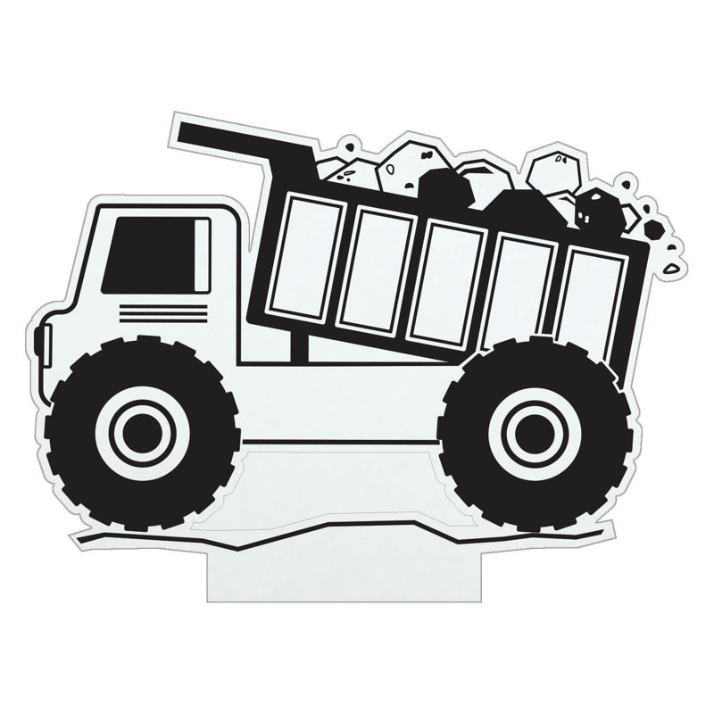 Dump Truck LED Night Light with Custom Name Laser Engraved on Acrylic Design Insert