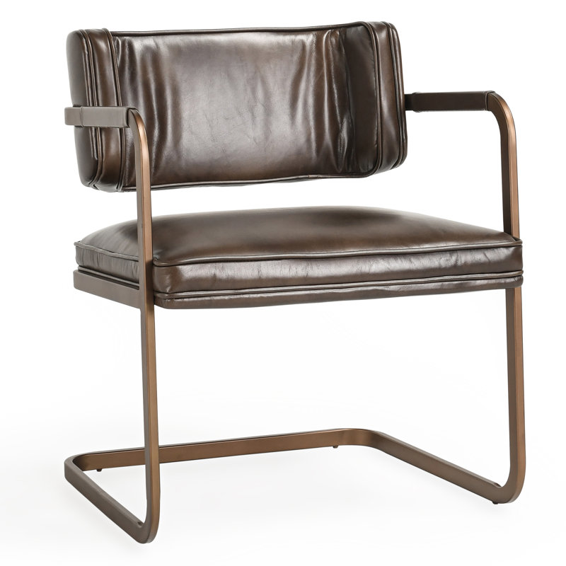Chaise en cuir Fonda, Brun / Cuivre