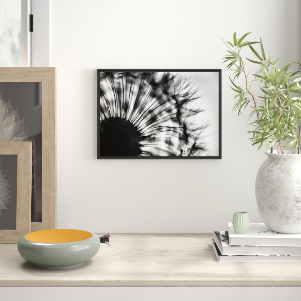 Gerahmtes Wandbild Pusteblume vor Hintergrund