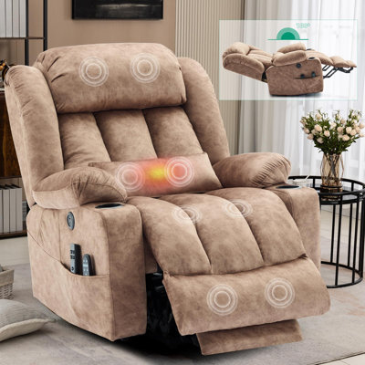 Tall Large Dual Motor Power Lift Recliner Chair With Extended Footrest, Oversized Lay Flat Sleeper Electric Recliner W/Heat & Massage, L by Latitude Run