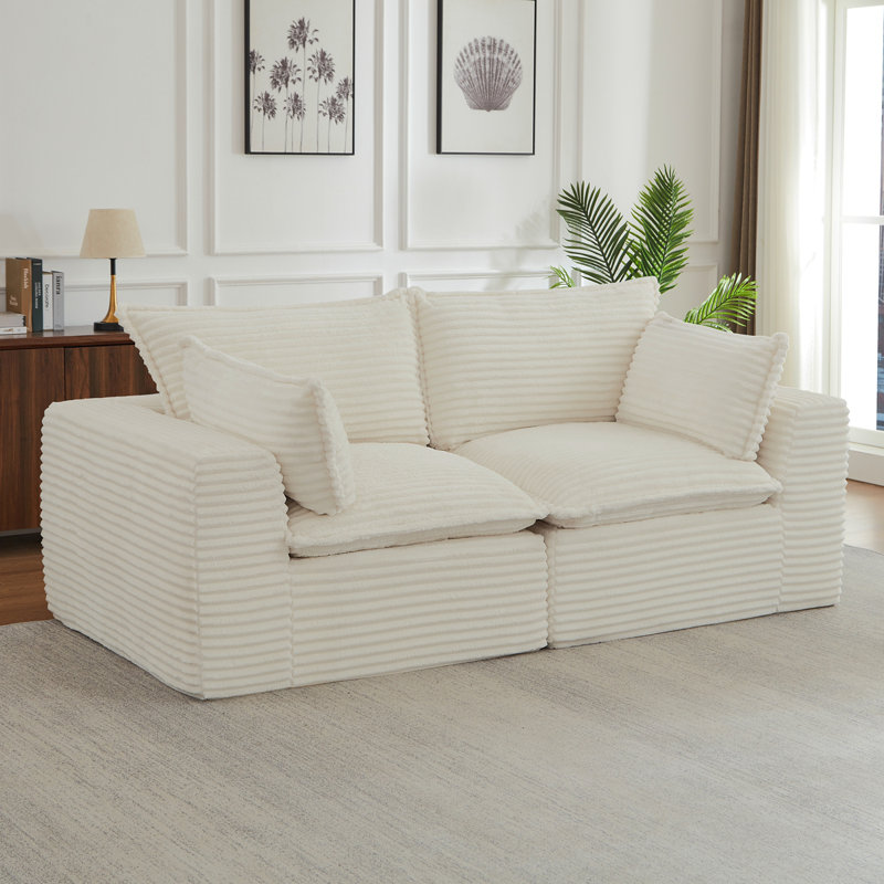 Causeuse, canapé modulaire désossé pour le salon, canapé modulaire moderne surdimensionné, Blanc