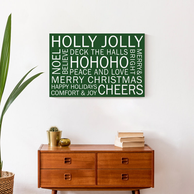 «Christmas Sayings», impression sur toile tendue, H 16 po x l 24 po x P 1,25 po, Vert