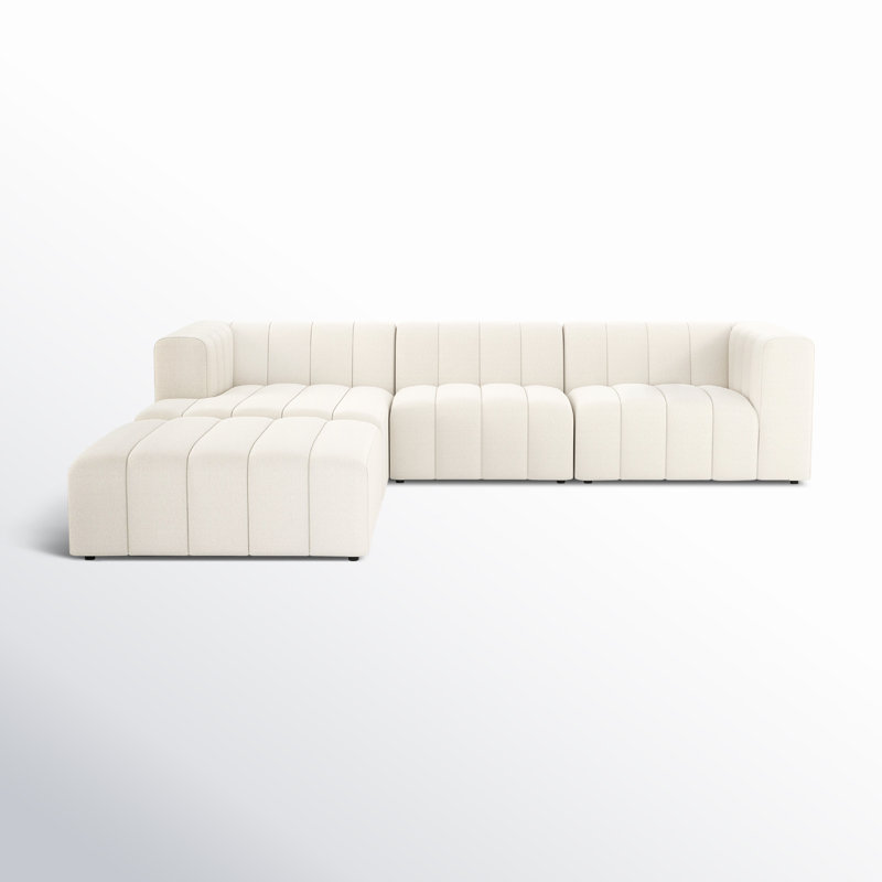 Bowry Upholstered L-Shaped Sectional, Left Hand Facing, Fayette Cloud Polyester Blend