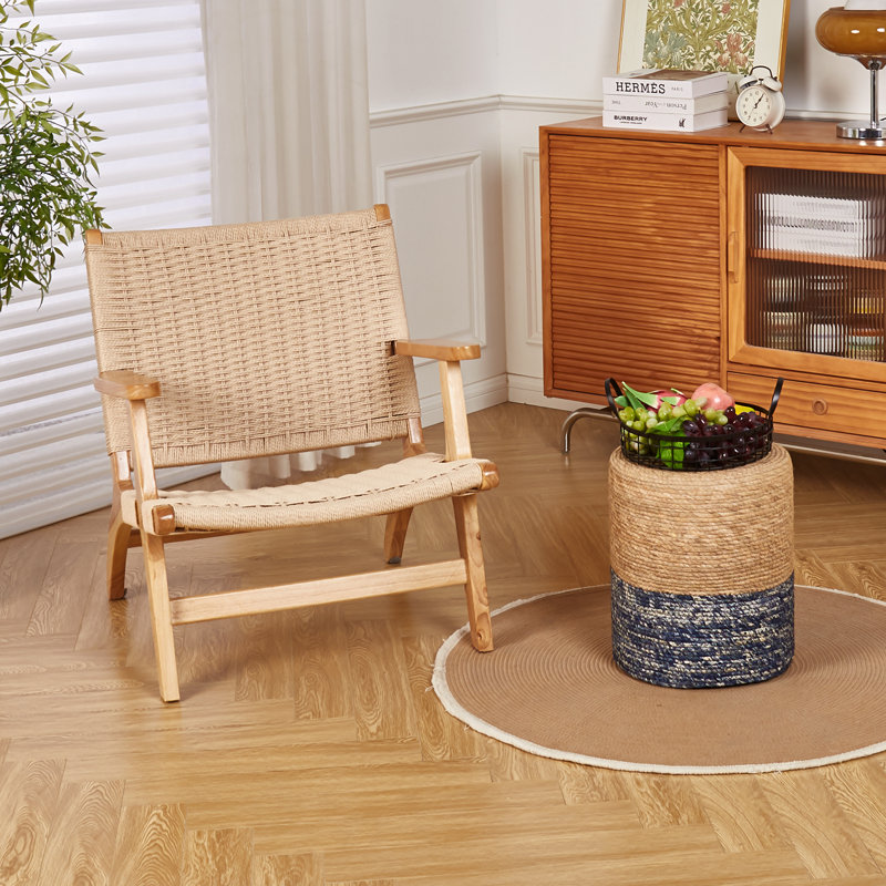 Round Pouf Ottoman Natural Seagrass Pouf Footrest, Hand Weave Round Footstool, Foot Stool For Bedroom Living Room | Accent Seat