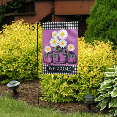 Daisy Jars Burlap Garden Flag