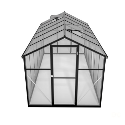 6' x 12' Thicked Polycarbonate Greenhouse, Greenhouse with Double Flush Door, Rain Gutter and Ventilation Window, Green House for Sunroom, Garden, Backyard, Walk-in Large Winter Greenhouse