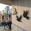 Ensemble de 3 oiseaux en métal