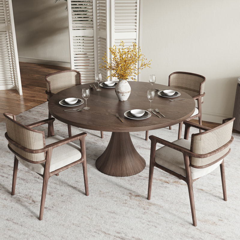 Table de salle à manger en bois massif brun foncé, H 29,52 po x L 53,15 po x l 53,15 po