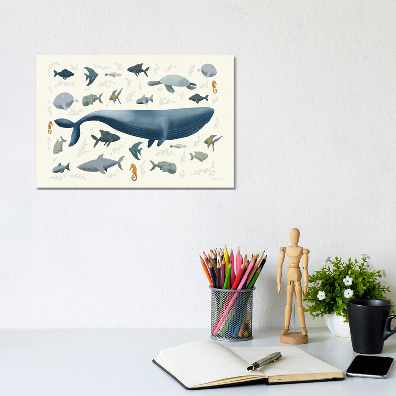 Ocean Life by Becky Thorns - Wrapped Canvas Print, 20.32 cm H x 30.48 cm W