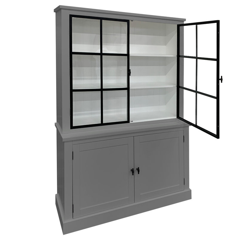 Avangelia 406.4 cm W Display Cabinet, Dusty Grey
