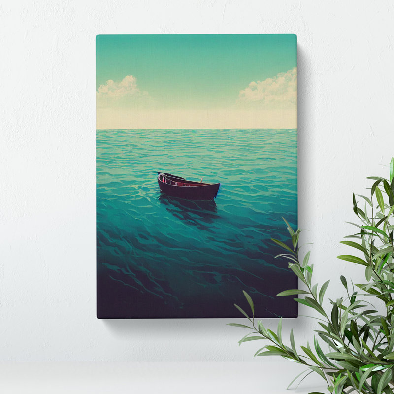 Lone Boat On The Ocean - Wrapped Canvas, 50cm H x 35cm W x 3cm D