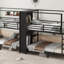 Lit superposé en métal quadruple Ashrita avec tablettes de rangement intégrées, garde-robe et conception à bruit réduit pour une efficacité maximale de l'espace-45176429