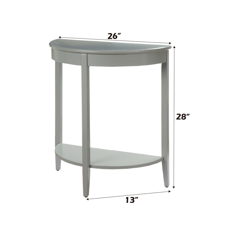 Florissant Transitional Half Moon Console Table with Bottom Shelf, Gray