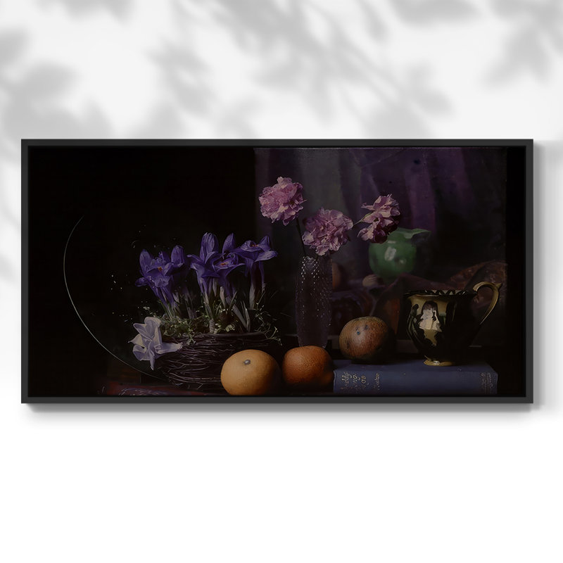 Moody Still Life V - Toile tendue avec châssis encadré, prête à être accrochée, Noir, H 21 po x l 41 po