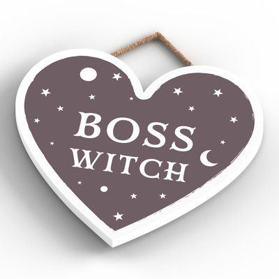 Boss Witch Wooden Heart Plaque