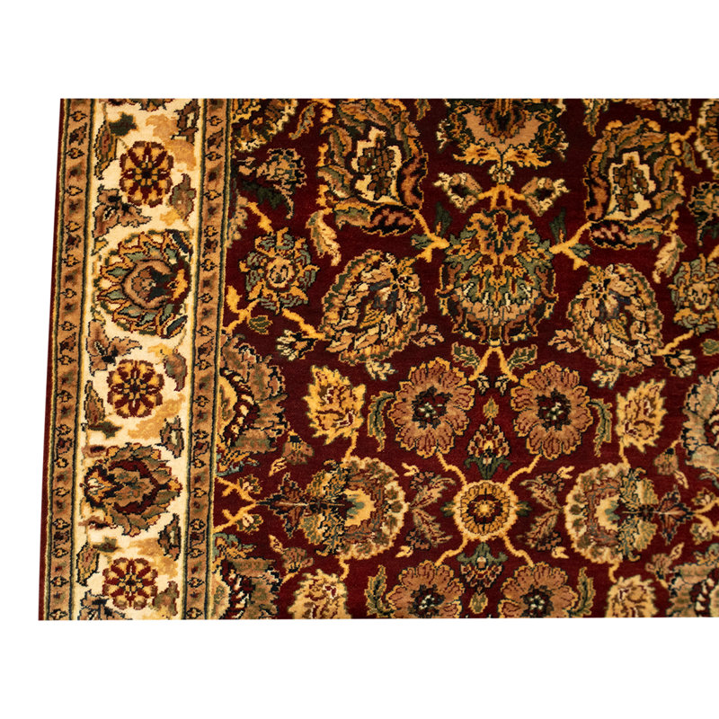 Tapis brun / beige / rouge en laine noué à la main de conception unique 4 pi x 6 pi 2 po