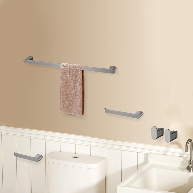 5 -Piece Stainless Steel Bathroom Hardware Set With Mounting Hardware, Gunmetal