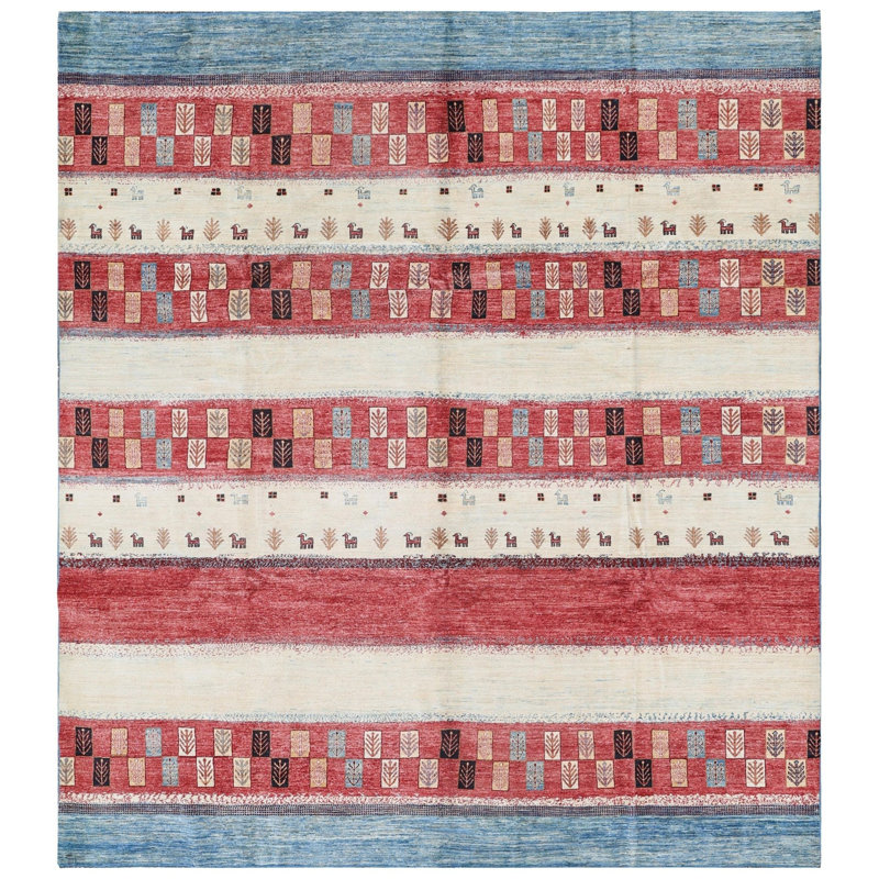 Tapis bleu nouvel âge unique 9 pi 8 po x 9 pi 10 po Mazar