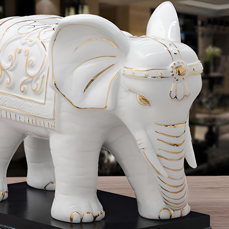Ornement exquis Lucky Elephant, Blanc / Doré