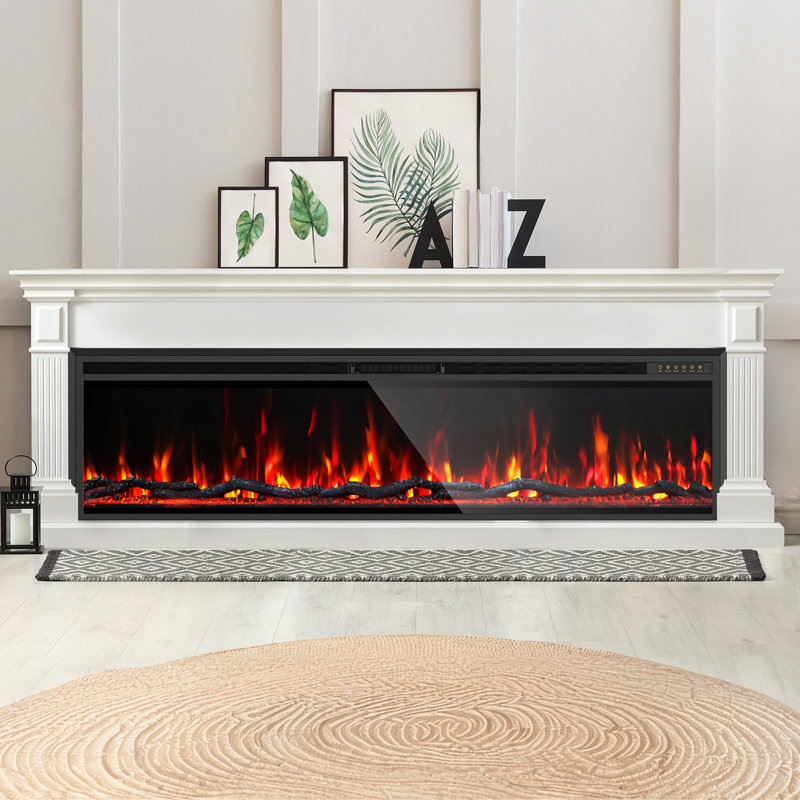 Electronic Fireplace, 19" H x 72.8" W x 5.3" D