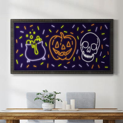Toile encadrée néon d'Halloween de qualité supérieure - prête à être accrochée