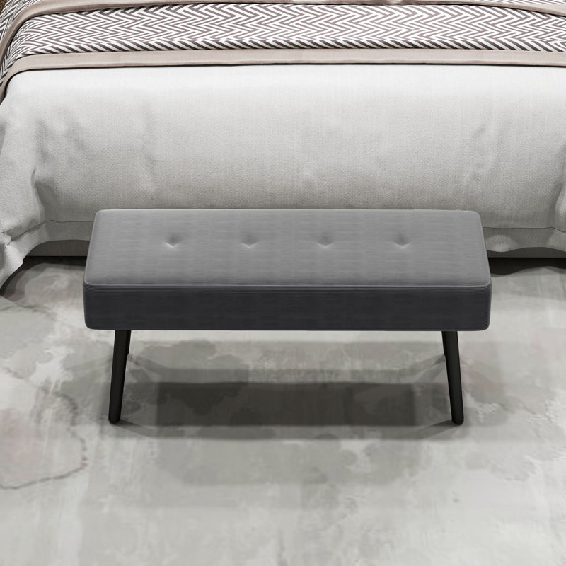 Doyline Polyester Upholstered Bench, Grey