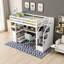 Lit mezzanine simple avec bureau intégré, tablettes, 2 tiroirs de rangement et escalier, blanc - conception en bois de pin peu encombrant-761909502