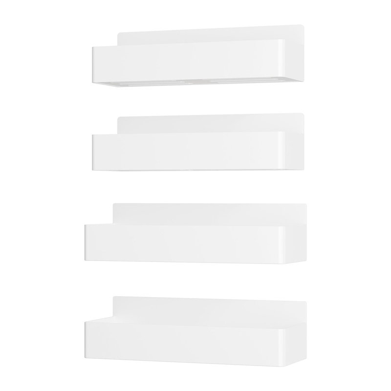 4 pièces étagère à épices pour réfrigérateur magnétique, plastique, sans perforation, Blanc